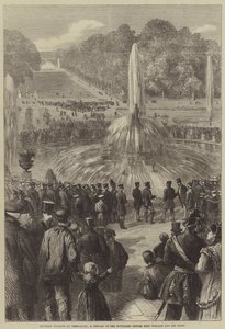 Royauté prussienne à Versailles, une démonstration des fontaines devant le roi Guillaume et son état-major - Charles J. Staniland
